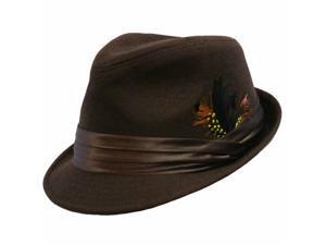Brown Structured Wool Fedora Hat With Satin Hatband Brown Structured Wool Fedora Hat With Satin Hatband