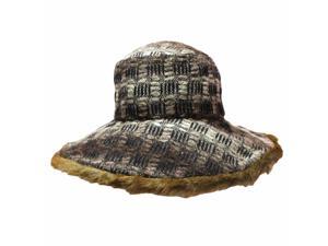Brown Two-Tone Faux Fur Trim Floppy Hat Brown Two-Tone Faux Fur Trim Floppy Hat