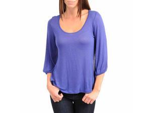 Blue Peasant Top With Lace Back Detail & Scoop Neck Blue Peasant Top With Lace Back Detail & Scoop Neck