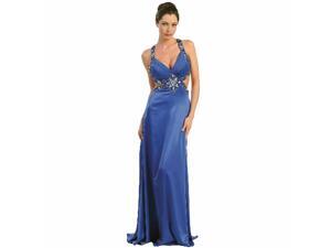 Royal Blue Backless Jewel Embellished Long Formal Gown Royal Blue Backless Jewel Embellished Long Formal Gown