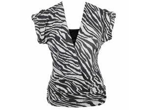 Gray On Gray Tiger Print Short Sleeve Top With Camisole Insert Gray On Gray Tiger Print Short Sleeve Top With Camisole Insert