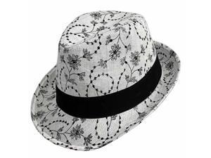 Grey Fedora With Black Floral Stitching Grey Fedora With Black Floral Stitching