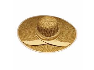 Tan Weaved Wide Brim Floppy Hat With Contrast Trim Tan Weaved Wide Brim Floppy Hat With Contrast Trim