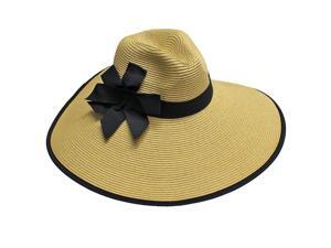 Tan Wide Brim Pinch Top Floppy Hat With Bow Tan Wide Brim Pinch Top Floppy Hat With Bow