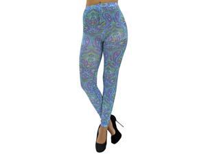 Blue Paisley Multicolor Leggings Footless Tights Blue Paisley Multicolor Leggings Footless Tights