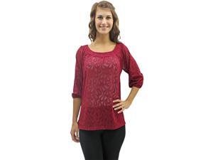 Magenta Sheer Floral Lace Dolman Sleeve Blouse Top Magenta Sheer Floral Lace Dolman Sleeve Blouse Top
