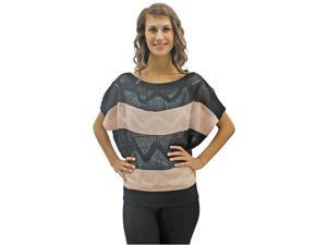 Black & Pink Semi Sheer Striped Open Knit Sweater Top Black & Pink Semi Sheer Striped Open Knit Sweater Top
