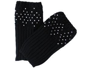 Black Knit Crystal Rhinestone Boot Cuff Topper Liner Leg Warmer Black Knit Crystal Rhinestone Boot Cuff Topper Liner Leg Warmer