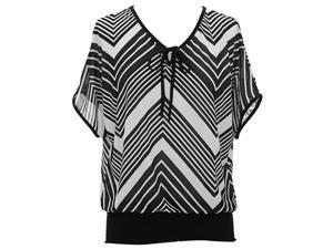 Black & White Chevron Print Short Sleeve Billowy Top Black & White Chevron Print Short Sleeve Billowy Top
