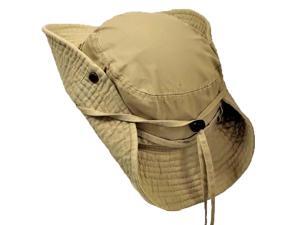 Beige Cotton Safari Hat With Chin Cord & Snap Sides Beige Cotton Safari Hat With Chin Cord & Snap Sides