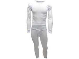 Men's White Thermal Crew Neck Top & Long Johns Underwear Set Men's White Thermal Crew Neck Top & Long Johns Underwear Set