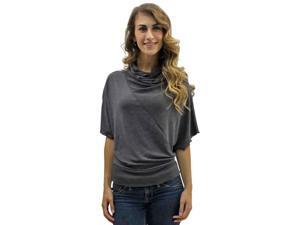 Charcoal Gray Asymmetrical Cut Bell Sleeves Knit Top Charcoal Gray Asymmetrical Cut Bell Sleeves Knit Top