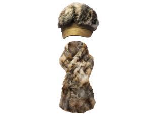 Tan & Brown Animal Print Plush Hat & Scarf Set Tan & Brown Animal Print Plush Hat & Scarf Set