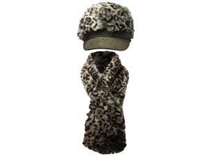 Gray Leopard Animal Print Plush Hat & Scarf Set Gray Leopard Animal Print Plush Hat & Scarf Set