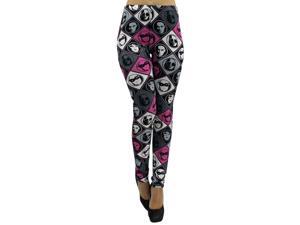 Pink Black Gray Face Print Leggings Pink Black Gray Face Print Leggings