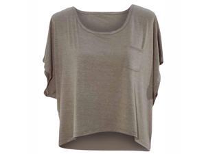 Taupe Gray Short Sleeve Tissue Jersey Knit High-Low Top Taupe Gray Short Sleeve Tissue Jersey Knit High-Low Top