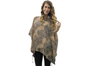 Beige & Black Floral Brocade Print Caftan Style Top Beige & Black Floral Brocade Print Caftan Style Top
