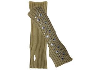 Beige Studded Knit Arm Warmers Beige Studded Knit Arm Warmers