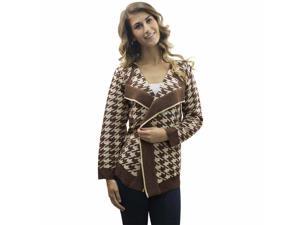 Brown & Beige Bold Houndstooth Cardigan Sweater Brown & Beige Bold Houndstooth Cardigan Sweater