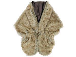Brown Solid Faux Fur Plush Shawl Wrap With Satin Lining Brown Solid Faux Fur Plush Shawl Wrap With Satin Lining
