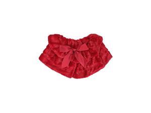 Red Plush Faux Fur Sequin Caplet With Satin Bow Red Plush Faux Fur Sequin Caplet With Satin Bow