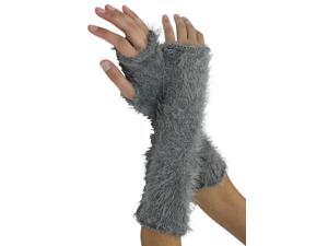 Gray Metallic Fuzzy Knit Fingerless Arm Warmers Gray Metallic Fuzzy Knit Fingerless Arm Warmers