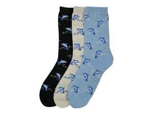 Dolphin Dream Print 3 Pack Fashion Crew Socks Dolphin Dream Print 3 Pack Fashion Crew Socks