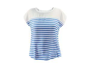 Blue & White Stripe Woven Short Sleeve Top Blue & White Stripe Woven Short Sleeve Top