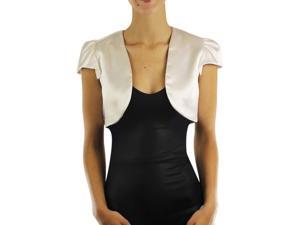 Ivory Short Sleeve Satin Bolero Shrug Jacket Ivory Short Sleeve Satin Bolero Shrug Jacket