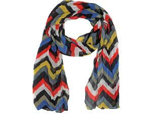Black Gray Yellow Red Zigzag Stripe Crinkle Scarf Black Gray Yellow Red Zigzag Stripe Crinkle Scarf