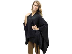 Black Kimono Style Sequin Accent Shawl Wrap With Belt Black Kimono Style Sequin Accent Shawl Wrap With Belt
