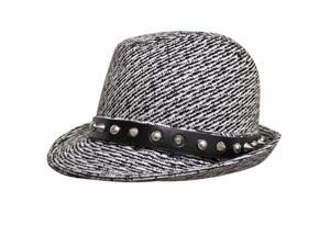 Black & White Fedora Hat With Spikes Black & White Fedora Hat With Spikes