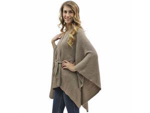 Tan Kimono Style Sequin Accent Shawl Wrap With Belt Tan Kimono Style Sequin Accent Shawl Wrap With Belt