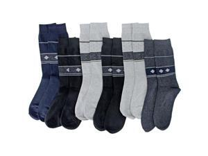 Men's Dark Color Tribal Band Knit 6 Pack Assorted Dress Crew Socks Men's Dark Color Tribal Band Knit 6 Pack Assorted Dress Crew Socks