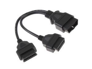 16 pin OBD2 OBDII Splitter Extension Cable Male to Dual Female Y Cable Adapter 16 pin OBD2 OBDII Splitter Extension Cable Male to Dual Female Y Cable Adapter