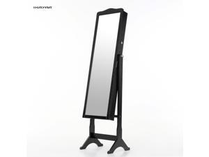 Fashion Lockable Standing Jewelry Cabinet Armoire Tilt Adjustable Jewelry Storage Box Organizer with Dressing Mirror Fashion Lockable Standing Jewelry Cabinet Armoire Tilt Adjustable Jewelry Storage Box Organizer with Dressing Mirror