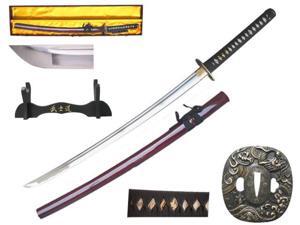 41 inch Musha Hand Forged Samurai Sword, Funjin Series, Burgundy Dragon 41 inch Musha Hand Forged Samurai Sword, Funjin Series, Burgundy Dragon