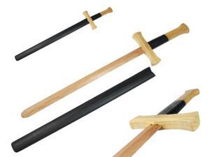 29 1/2 " Wooden Medieval Sword with Black Scabbard 29 1/2 " Wooden Medieval Sword with Black Scabbard