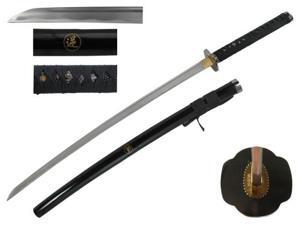41 inch Musha Hand Forged Reverse Blade Samurai Sword, Black 41 inch Musha Hand Forged Reverse Blade Samurai Sword, Black