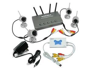Weather-proof 2.4G 4-Channel Wireless Surveillance and Security System with 4 Indoor/Outdoor Night Vision Surveillance Cameras + 4 channel USB DVR with audio Weather-proof 2.4G 4-Channel Wireless Surveillance and Security System with 4 Indoor/Outdoor Night Vision Surveillance Cameras + 4 channel USB DVR with audio