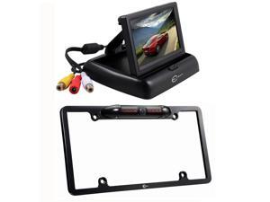 Esky Vehicle Backup Camera System - Foldable 4.3 Inch Color LCD TFT Rearview Monitor + Waterproof Night Vision Aluminum Alloy License Plate Frame Rear View Camera Esky Vehicle Backup Camera System - Foldable 4.3 Inch Color LCD TFT Rearview Monitor + Waterproof Night Vision Aluminum Alloy License Plate Frame Rear View Camera