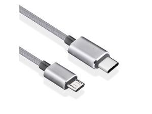 Patazon 1M Silver Type-C to Micro USB Braided Cable with Reversible Connector Patazon 1M Silver Type-C to Micro USB Braided Cable with Reversible Connector