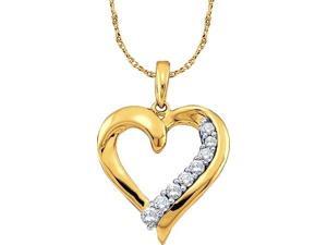 10K Yellow Gold 0.25ct Shiny White Diamond Heart Journey Fashion Chain Pendant 10K Yellow Gold 0.25ct Shiny White Diamond Heart Journey Fashion Chain Pendant