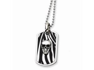 Stainless Steel Enameled Skull Dog Tag Necklace (24in long) Stainless Steel Enameled Skull Dog Tag Necklace (24in long)