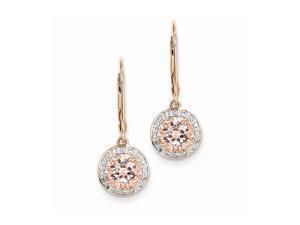 14k 2.49ct Rose Gold Diamond & Morganite Round Leverback Dangle Earrings (1IN x 0.3IN) 14k 2.49ct Rose Gold Diamond & Morganite Round Leverback Dangle Earrings (1IN x 0.3IN)