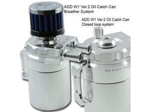 ADD W1 Polish Silver Baffled Universal Aluminum Oil Catch Tank Can Reservoir Tank Ver.2 ADD W1 Polish Silver Baffled Universal Aluminum Oil Catch Tank Can Reservoir Tank Ver.2