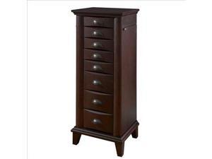 Powell Merlot Jewelry Armoire with Brushed Nickel Hardware - 383-319 Powell Merlot Jewelry Armoire with Brushed Nickel Hardware - 383-319