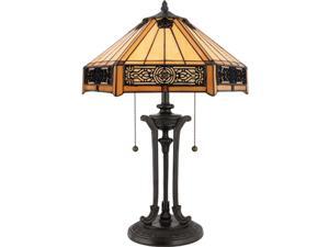 Quoizel 2 Light Indus Tiffany Table Lamp in Vintage Bronze - TF6669VB Quoizel 2 Light Indus Tiffany Table Lamp in Vintage Bronze - TF6669VB