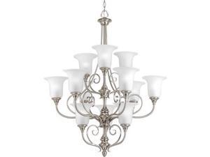 Progress Kensington 3-Light Chandelier SwirLED Glass Brushed Nickel - P4314-09 Progress Kensington 3-Light Chandelier SwirLED Glass Brushed Nickel - P4314-09