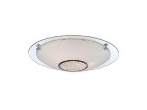 Lite Source Zorana 2 Light Flush Mount, Fro Glass Shade & Mirror Ring - LS-5670 Lite Source Zorana 2 Light Flush Mount, Fro Glass Shade & Mirror Ring - LS-5670